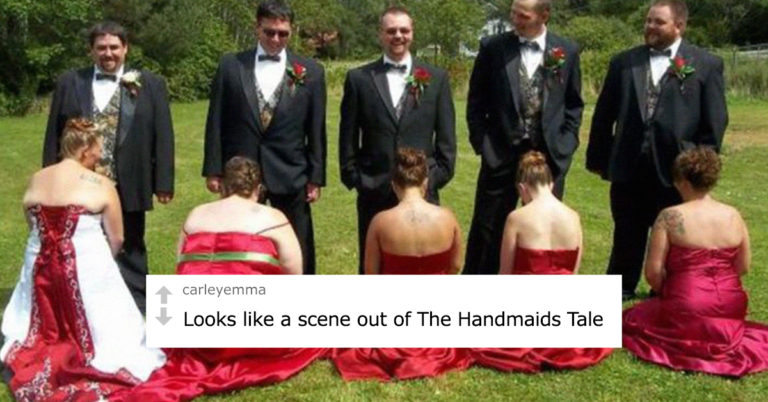 handmaids tale wedding, handmaids tale wedding fail, wedding photo fail