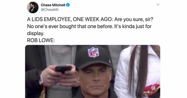 Rob Lowe Gets The Meme Treatment For Wearing NFL Logo Hat To The Niners-Packers Game (13 Tweets)