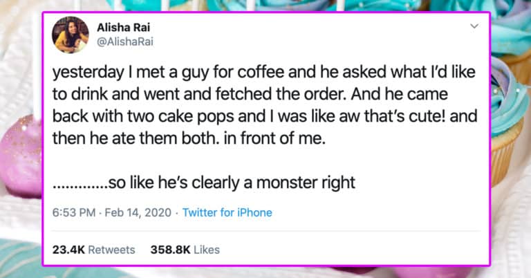 man eats both cake pops on a first date