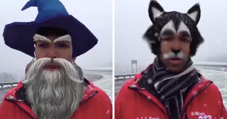 Reporter Accidentally Turns On Ridiculous Facebook Face Filters During Live Broadcast