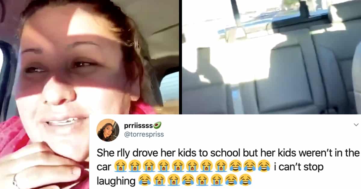 mom drove to school without kids, mom forgot kids at home
