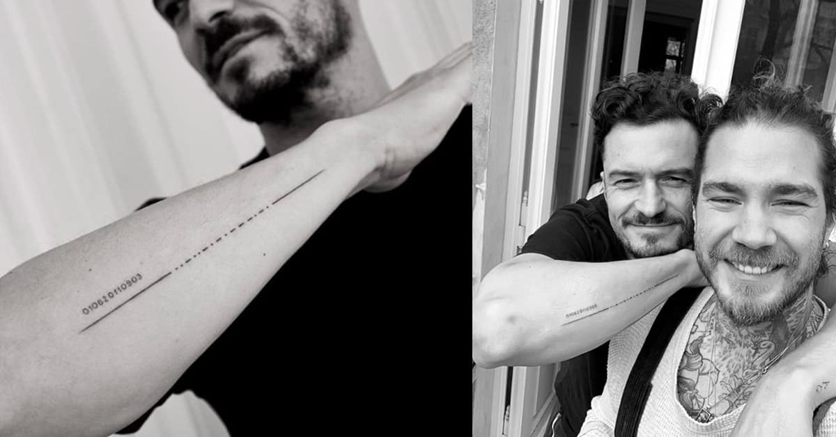 Orlando Bloom Misspells Son's Name In New Morse Code Tattoo, orlando bloom tattoo, orlando bloom morse code tattoo, orlando bloom son tattoo