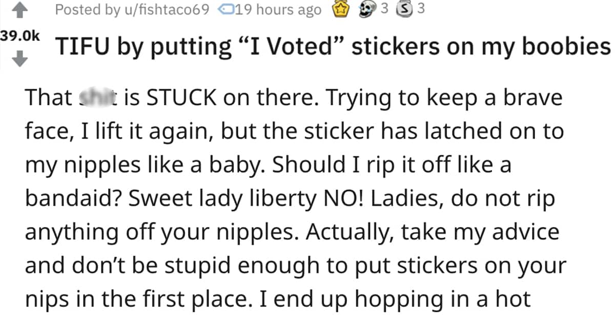 i voted stickers on boobs