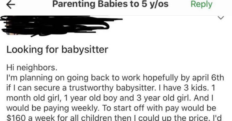 People Shame Mom Looking To Pay Babysitter $3 An Hour To Watch 3 Kids