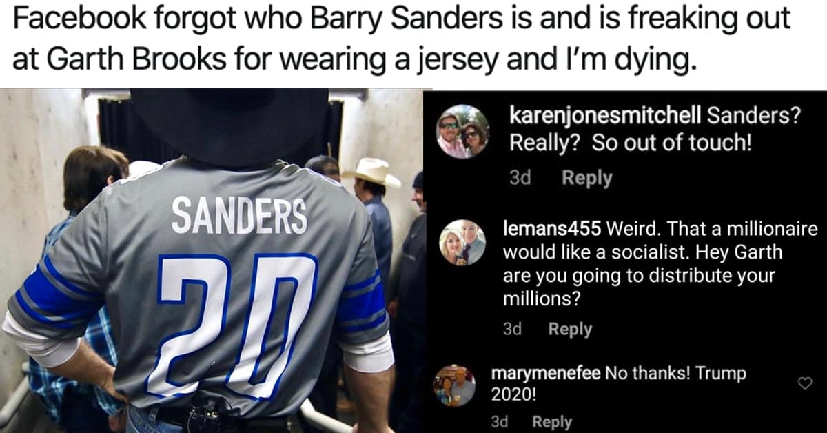 Angry Fans Slam Garth Brooks For Wearing A "Sanders” Jersey