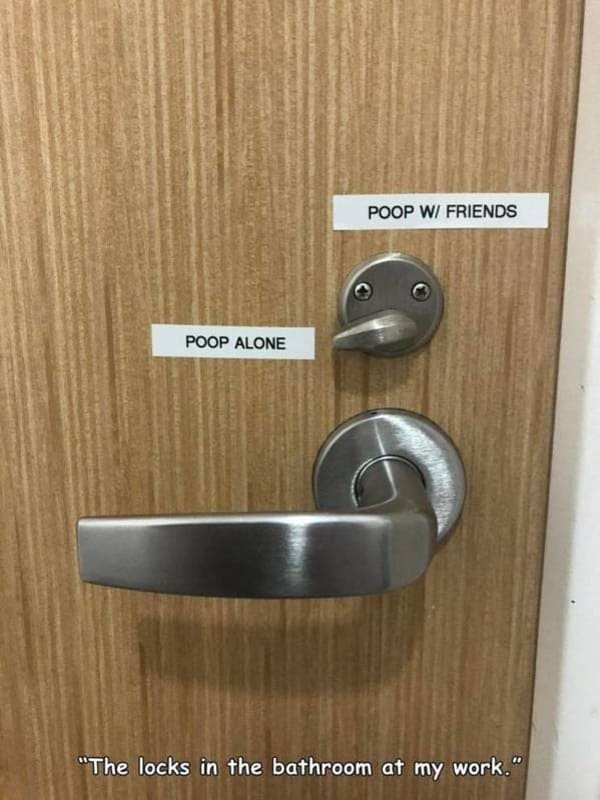 poop alone poop w/ friends lock unlock funny picture