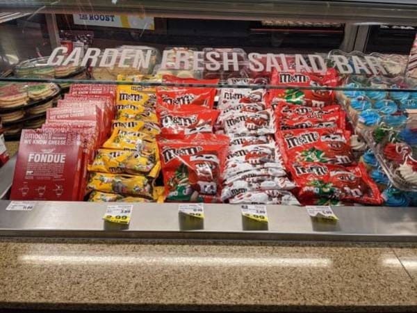 garden fresh salad bar with candy funny picture