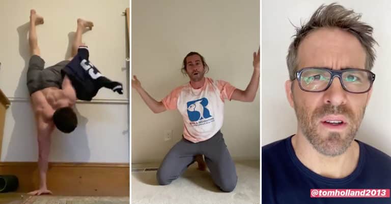 tom holland shirtless handstand, tom holland jake gyllenhaal ryan reynolds