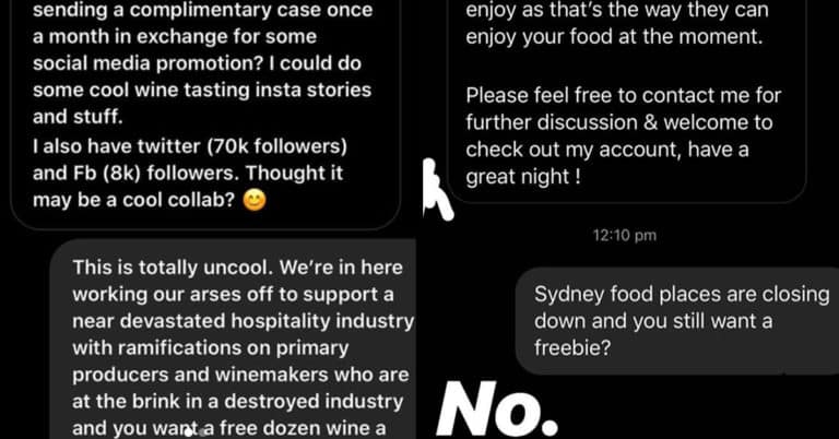 influencers asking free food