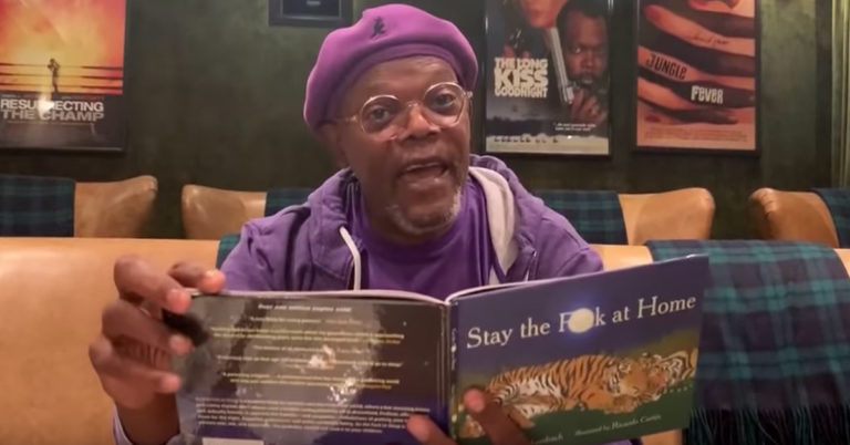 samuel jackson stay the f at home, samuel jackson stay the fuck at home, samuel jackson reads stay the f at home, samuel jackson jimmy kimmel