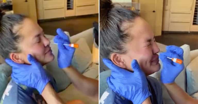 Chrissy Teigen Got COVID-19 Tested Before Her Breast Implant Removal And Documented It In A Twitter Video