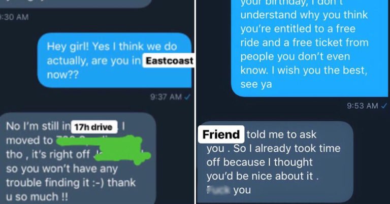 Woman Threatens “Friend” After Asking Her To Drive 17 Hours And Give Her A Free Concert Ticket