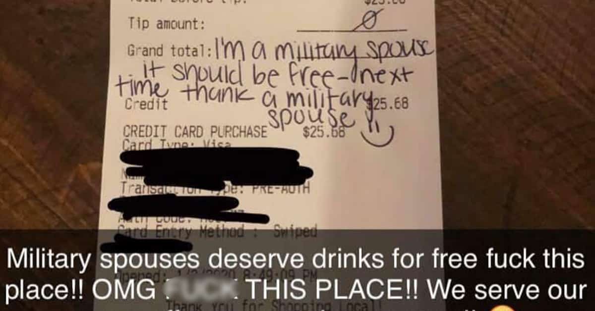 military spouse no tip