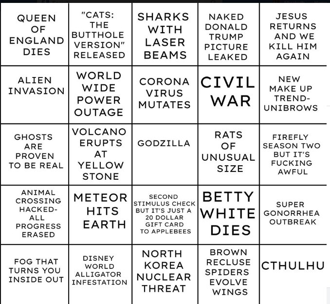 The 2020 Bingo Card Meme Shows Us What The Year May Have In Store