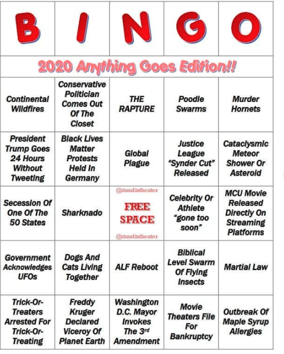 The 2020 Bingo Card Meme Shows Us What The Year May Have In Store