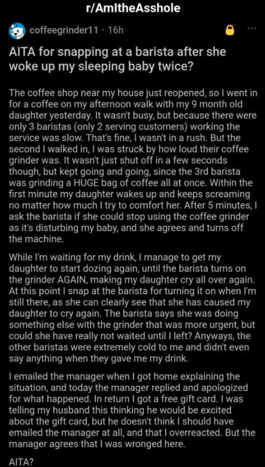 Mom Defends Herself After Yelling At Barista For Waking Her Baby By ...