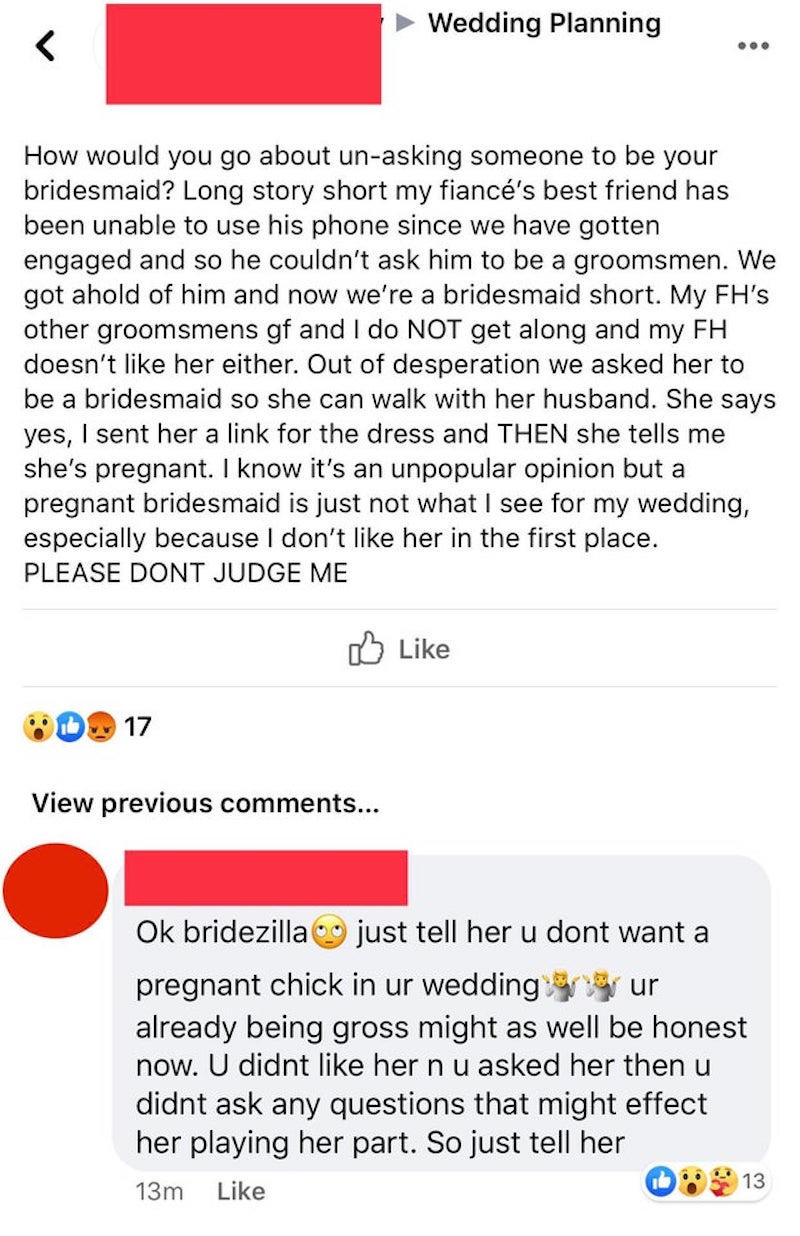uninvite pregnant bridesmaid, bridezilla uninvited pregnant bridesmaid, Bridezilla wants to kick someone out of her wedding party because she’s pregnant, uninvite pregnant bridesmaid, un invite pregnant bridesmaid, woman doesn’t want pregnant bridesmaid, woman doesnt want pregnant bridesmaid, bride doesn’t want pregnant bridesmaid, woman wants to uninvite pregnant bridesmaid, bride wants to uninvite pregnant bridesmaid