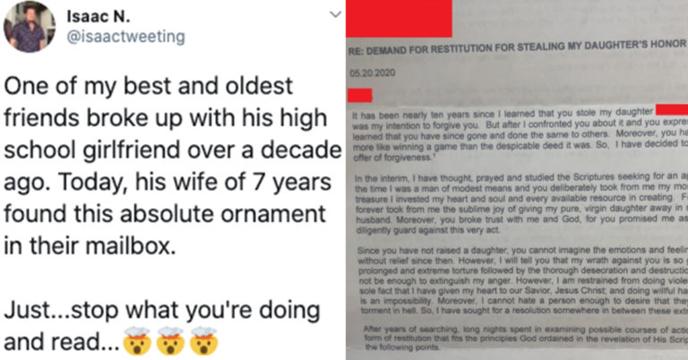 Dad’s Deranged Letter To Guy Who “Stole” His Daughter’s Virginity Over 10 Years Ago Goes Viral