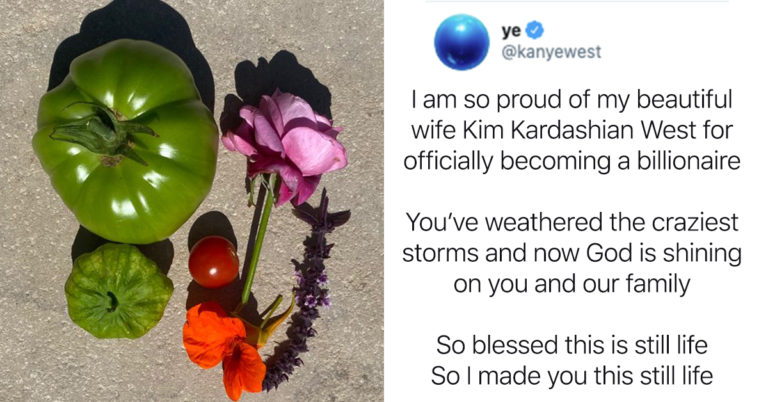 kim kardashian kanye west still life, kanye west still life, kanye west is an idiot, kanye west stupid tweet, kanye west tone deaf tweet, kim kardashian billionaire tweet, kim kardashian billionaire still life, kardashian west still life, kardashian west billionaire tweet, example of kanye wests idiocy, kanye west being a moron, kanye west still life tweet, kardashian billionaire still life, kanye west celebrating his wife being a billionaire, tone deaf kanye west tweet, stupid kanye west tweet, kim kardashian billionaire, kanye west veggie still life