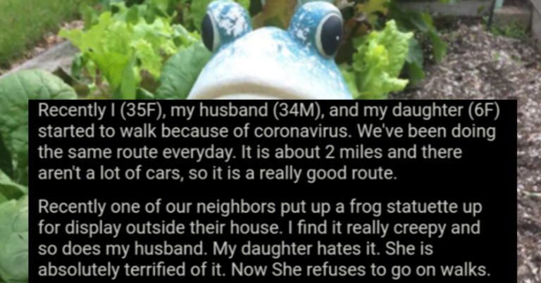 Mom Lit Up For Forcing Couple To Take Down Frog Statue Because It Scares Her Kid