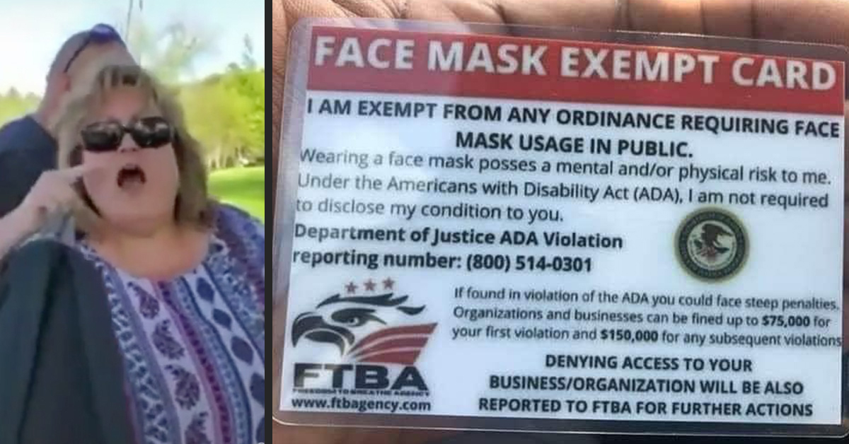 fake face mask exempt cards