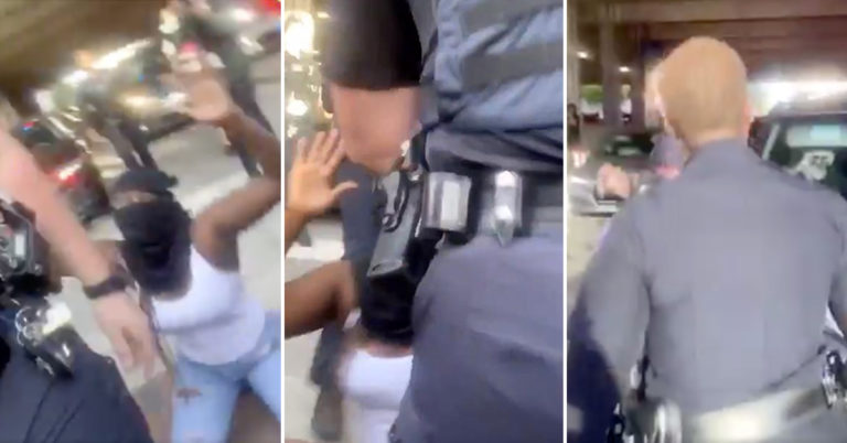 Black Female Officer Confronts Cop After He Pushed Kneeling Protestor To The Ground