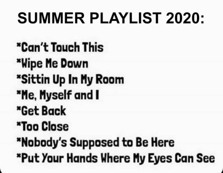summer 2020 playlist meme