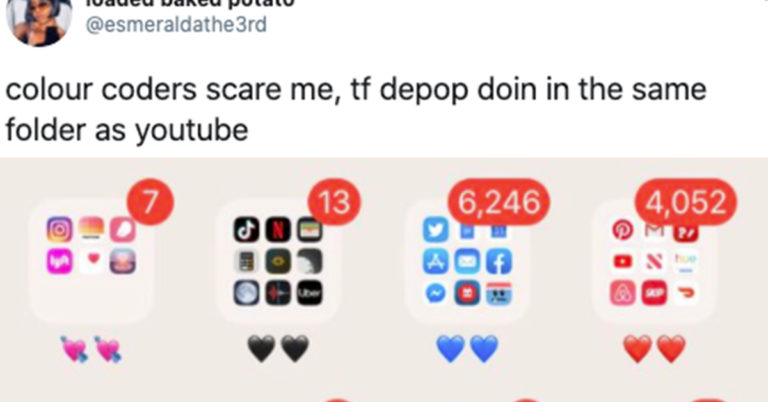 how to group apps on iphone, grouping apps on iphone, grouping apps by color on iphone, correct way to group apps on iphone, color coded app grouping iphone