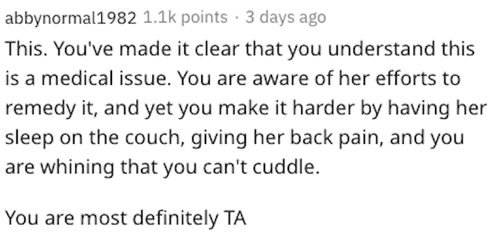 aita comment, AITA for being mad my [30m] gf [29f] wants to get a hotel room so she can sleep, aita being mad my gf wants to get a hotel room so she can sleep, aita being mad my girlfriend wants to get a hotel room so she can sleep, aita getting a hotel room so she can sleep, aita girlfriend getting hotel room, aita girlfriend getting hotel room so she can sleep, man upset girlfriend won’t sleep with him, man upset girlfriend won’t cuddle, man upset girlfriend wont cuddle, aita girlfriend won’t cuddle, aita girlfriend doesn’t cuddle, girlfriend doesn’t like cuddling, aita girlfriend doesn’t like cuddling, girlfriend won’t cuddle, girlfriend wants to get hotel room so she can sleep