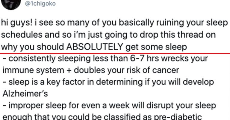 Viral Thread Details The Negative Health Effects Caused By Lack Of Sleep (15 Tweets)