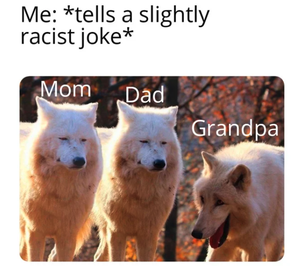 awkward joke meme, cringe joke meme, awkward joke wolves meme