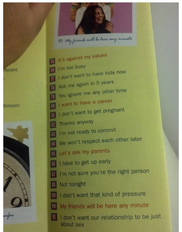 Ridiculous List Of 101 Ways To Say No To Sex Goes Viral On