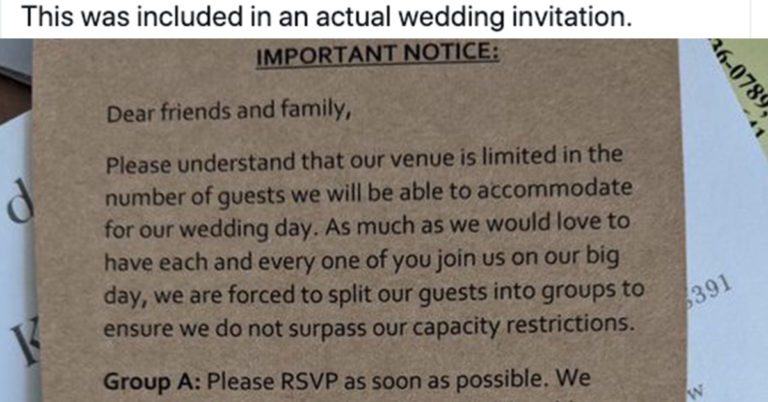 COVID Wedding Invitation Separating Guests Into 3 Groups Sparks Debate On Twitter