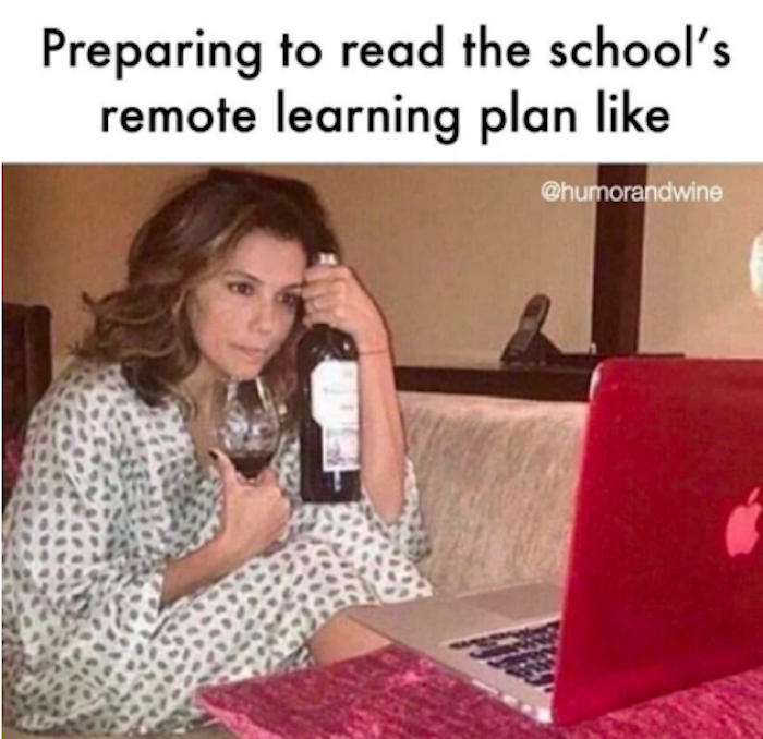 reading the school's remote learning back to school meme
