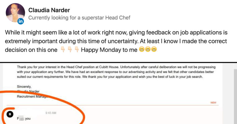 Job Recruiter Shares Rude Response To A Rejection And Ends Up Getting Dragged Herself