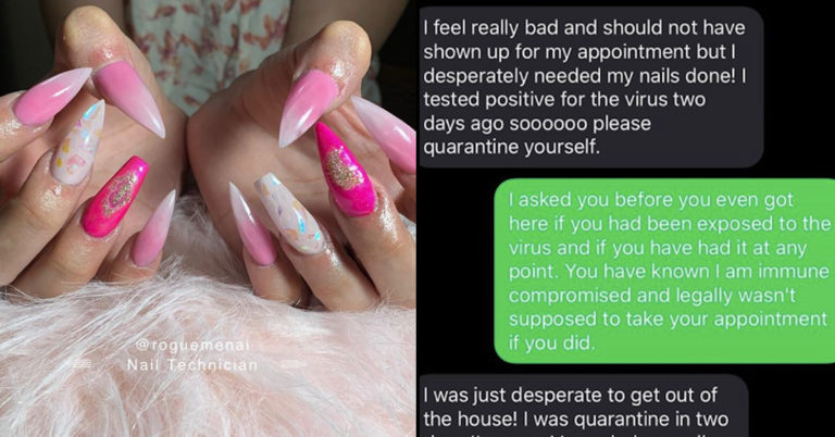 Manicurist Gets Message From Client With COVID Who Came To Appointment Knowing She Was Sick