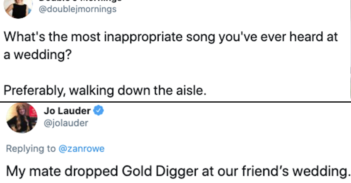 People Are Sharing The Most Inappropriate Wedding Songs They've Heard