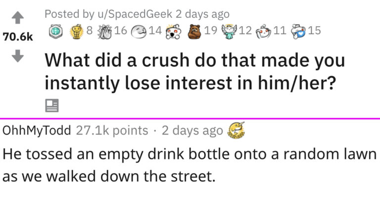 20 People Dish On What Their Crushes Did That Made Them Stop Crushing On Them