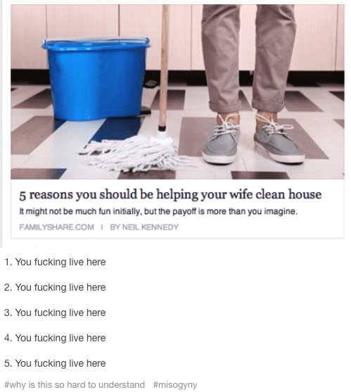 help your wife feminist meme, why you should help your wife feminist meme, why you should clean feminist meme, why husband should clean feminist meme, 5 reasons you should help feminist meme