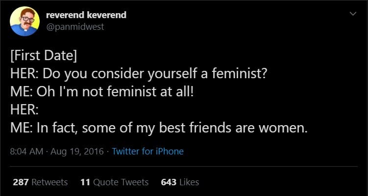 not knowing what it means feminist meme, confused feminist meme, funny confused feminist meme, funny first date feminist meme, funny confused first date feminist meme