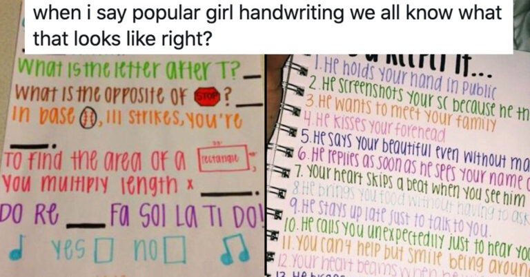 People Are Sharing Examples Of “Popular Girl Handwriting” In Viral Thread