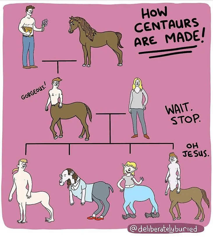 funny centaur science meme, centaur genetics science meme, funny centaur comic science meme