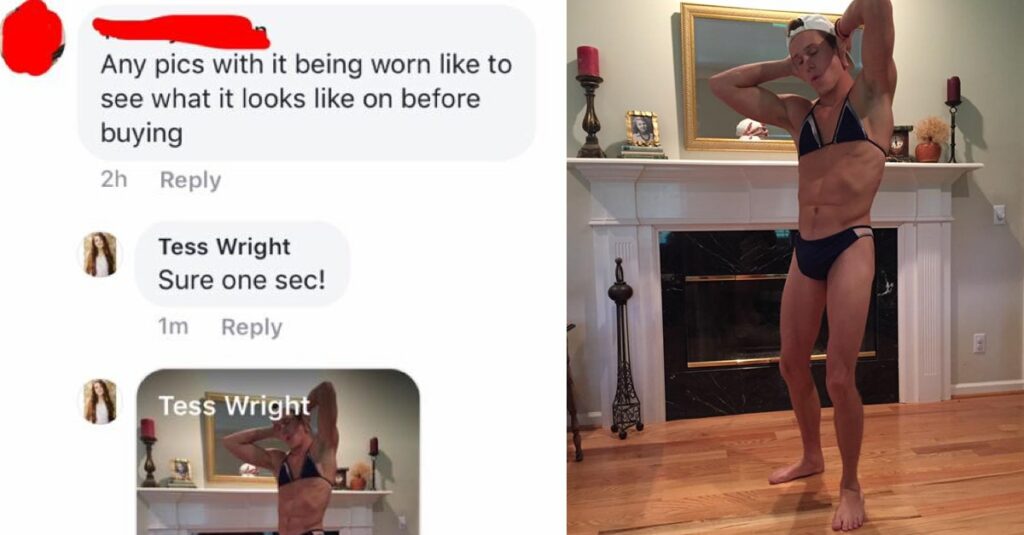 Woman Selling Bikini Has Brother Defend Her From Creeps