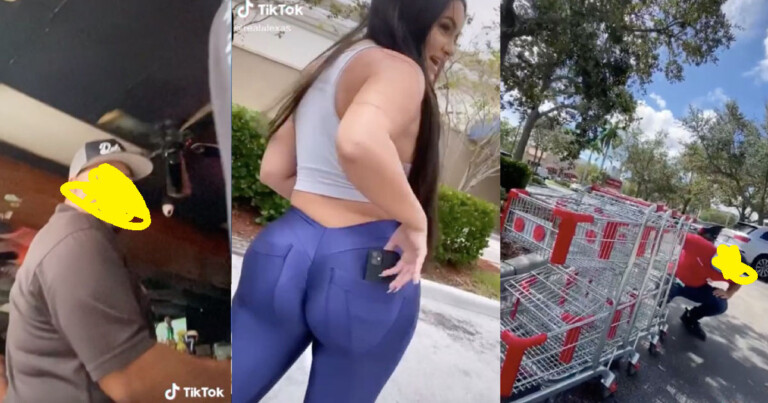 Model Puts Phone In Back Pocket To Catch All The Guys Checking Her Out