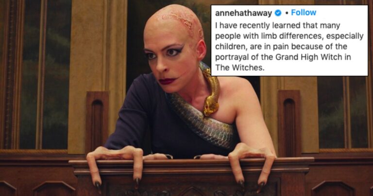 Anne Hathaway Apologizes Over “The Witches” Portrayal Of Limb Differences