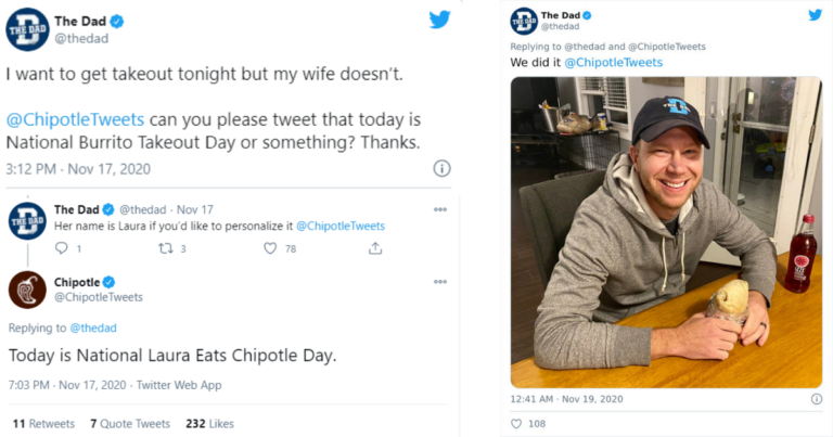 Man Gets Chipotle To Convince Wife To Get Burritos For Dinner