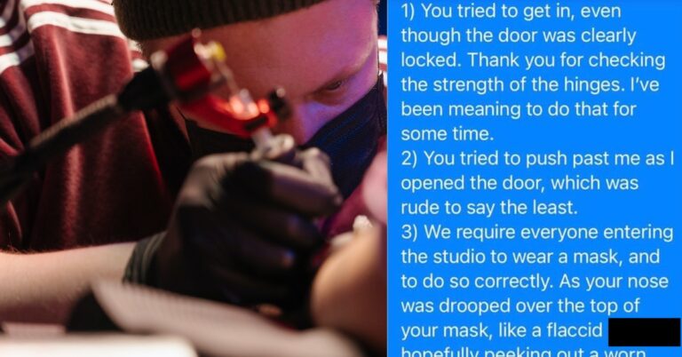 Scottish Tattoo Artist Tells Off “Male Karen” With Colorful Regional Curses (9 Pics)