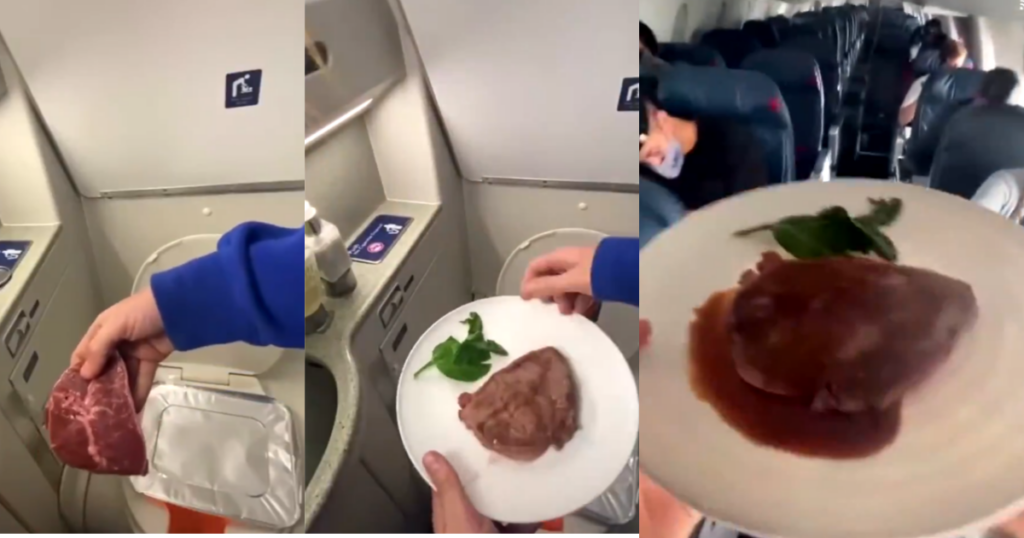 TikToker Cooks Steak On Airplane Toilet And Everyone Hates It