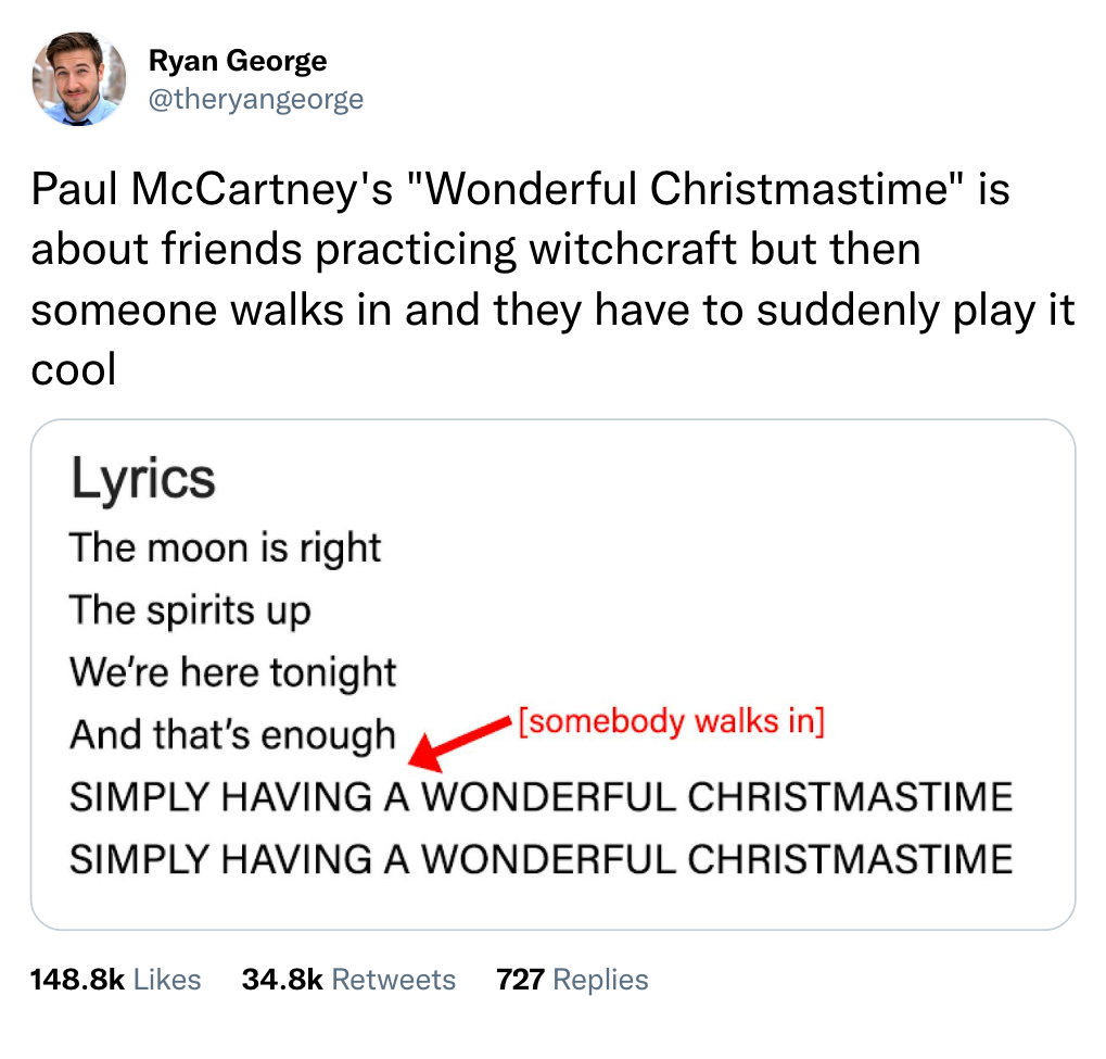 funny Christmas tweet - Paul McCartney's 
