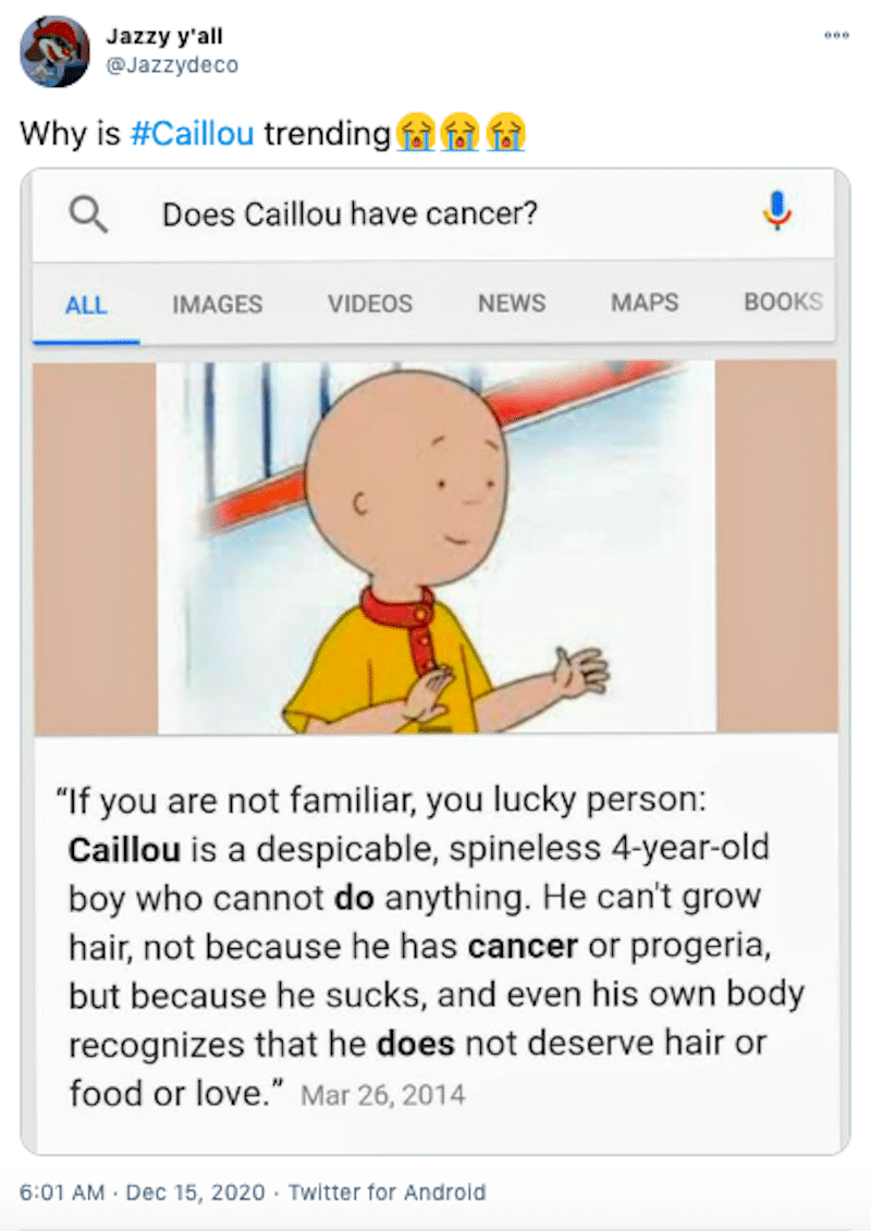 Why Does Everyone Hate Caillou? Because He Sucks.